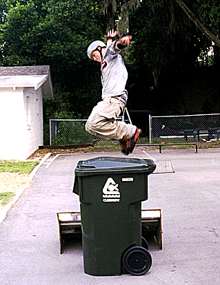 Skater Jumps Trash Can