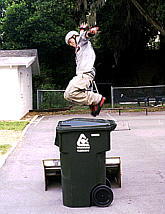 Photo" Skater jumps trash can First United Methodist Church, Clermont