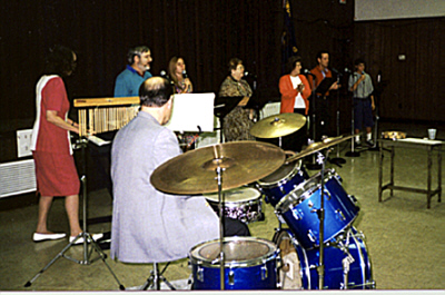praise team leads the congregational singing